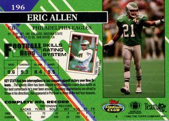 1993 Stadium Club - First Day Production/Issue #196 Eric Allen Back