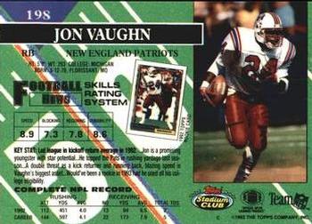1993 Stadium Club - First Day Production/Issue #198 Jon Vaughn Back
