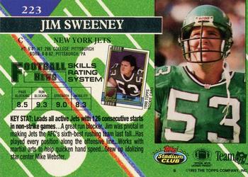 1993 Stadium Club - First Day Production/Issue #223 Jim Sweeney Back
