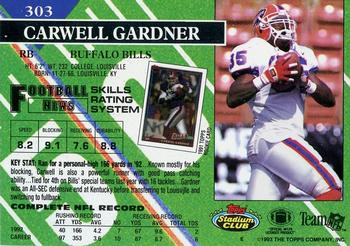 1993 Stadium Club - First Day Production/Issue #303 Carwell Gardner Back
