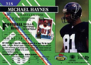 1993 Stadium Club - First Day Production/Issue #318 Michael Haynes Back