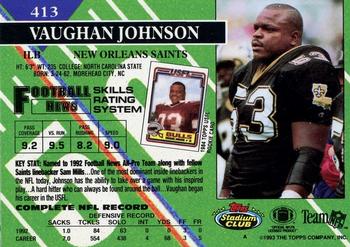 1993 Stadium Club - First Day Production/Issue #413 Vaughan Johnson Back