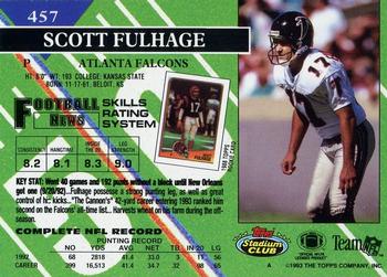 1993 Stadium Club - First Day Production/Issue #457 Scott Fulhage Back