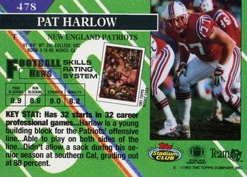 1993 Stadium Club - First Day Production/Issue #478 Pat Harlow Back