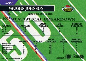 1993 Stadium Club - First Day Production/Issue #499 Vaughan Johnson Back