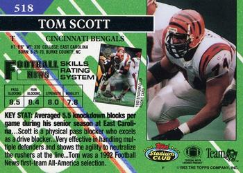 1993 Stadium Club - First Day Production/Issue #518 Tom Scott Back