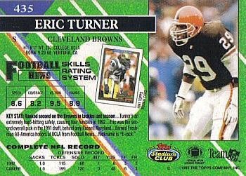 1993 Stadium Club - First Day Production/Issue #435 Eric Turner Back