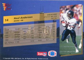 1993 Wild Card - 50 Stripe #14 Neal Anderson Back