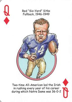 2009 Hero Decks Notre Dame Fighting Irish Football Heroes Playing Cards #Q♦ Red Sitko Front
