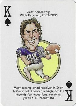 2009 Hero Decks Notre Dame Fighting Irish Football Heroes Playing Cards #K♠ Jeff Samardzija Front