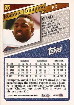 1993 Topps #25 Rodney Hampton Back