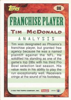 1993 Topps #86 Tim McDonald Back