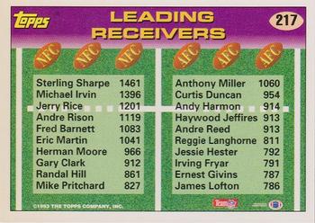 1993 Topps #217 Sterling Sharpe / Anthony Miller Back