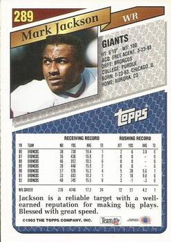 1993 Topps #289 Mark Jackson Back