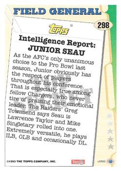 1993 Topps #298 Junior Seau Back