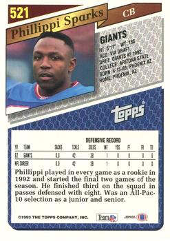 1993 Topps #521 Phillippi Sparks Back