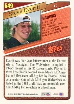 1993 Topps #649 Steve Everitt Back