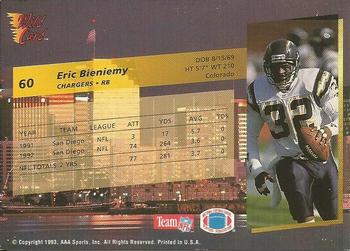 1993 Wild Card Superchrome #60 Eric Bieniemy Back