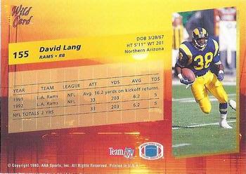 1993 Wild Card Superchrome #155 David Lang Back