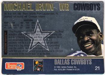 1994 Action Packed - Gold Signatures #21 Michael Irvin Back