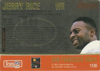 1994 Action Packed - Gold Signatures #106 Jerry Rice Back