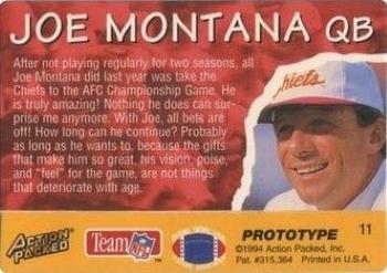 1994 Action Packed All-Madden #11 Joe Montana Back