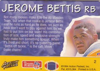 1994 Action Packed All-Madden #2 Jerome Bettis Back