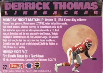 1994 Action Packed Monday Night Football #22 Derrick Thomas Back