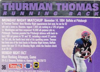 1994 Action Packed Monday Night Football #36 Thurman Thomas Back