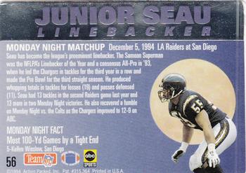 1994 Action Packed Monday Night Football #56 Junior Seau Back