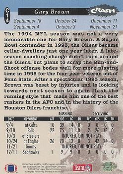 1994 Collector's Choice - You Crash the Game Silver Exchange #C14 Gary Brown Back
