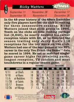 1994 Collector's Choice - You Crash the Game Silver Exchange #C19 Ricky Watters Back