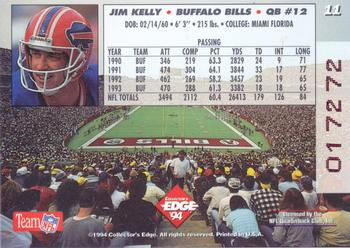1994 Collector's Edge - 1st Day Gold #11 Jim Kelly Back