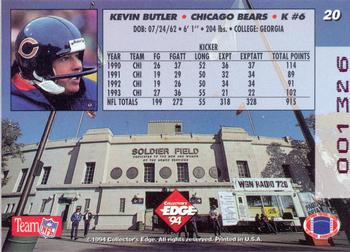 1994 Collector's Edge - 1st Day Gold #20 Kevin Butler Back