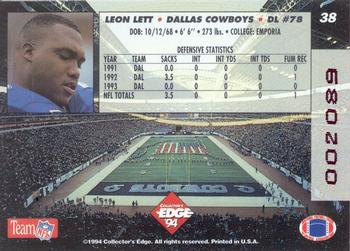 1994 Collector's Edge - 1st Day Gold #38 Leon Lett Back