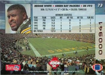 1994 Collector's Edge - 1st Day Gold #73 Reggie White Back