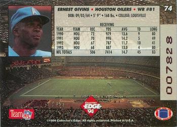 1994 Collector's Edge - 1st Day Gold #74 Ernest Givins Back