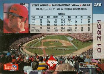 1994 Collector's Edge - 1st Day Gold #180 Steve Young Back