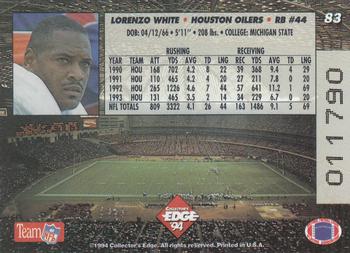 1994 Collector's Edge - Boss Squad Silver #83 Lorenzo White Back