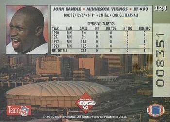 1994 Collector's Edge - Boss Squad Silver #124 John Randle Back
