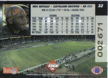 1994 Collector's Edge - Boss Squad Silver #32 Eric Metcalf Back