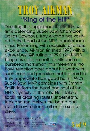 1994 Fleer - Pro-Visions Jumbo #5 Troy Aikman Back