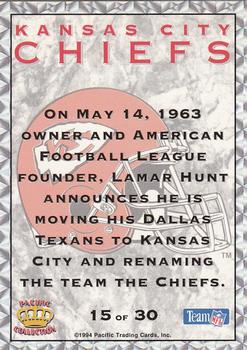 1994 Pacific Prisms - Team Helmets #15 Kansas City Chiefs Back
