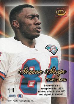 1994 Pacific Triple Folder - Rookies and Stars #11 Shannon Sharpe Back