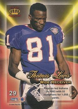 1994 Pacific Triple Folder - Rookies and Stars #29 Thomas Lewis Back