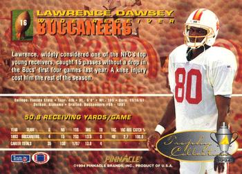 1994 Pinnacle - Trophy Collection #16 Lawrence Dawsey Back