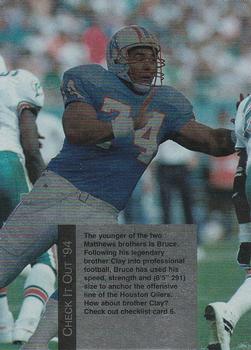 1994 Playoff - Checklists #5 Bruce Matthews Front