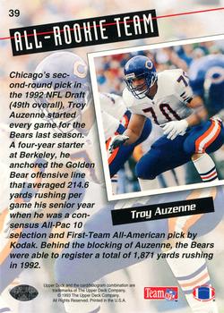 1993 Upper Deck #39 Troy Auzenne Back