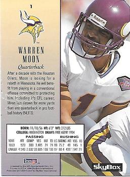 1994 SkyBox Impact - Quarterback Update #1 Warren Moon Back
