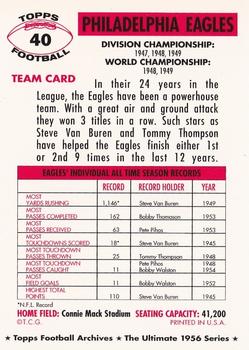 1994 Topps Archives 1956 #40 Philadelphia Eagles Back